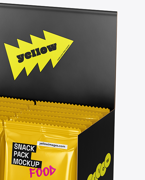 Display Box with Glossy Snacks Mockup
