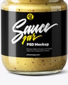 Clear Glass Jar with Dijon Mustard Mockup