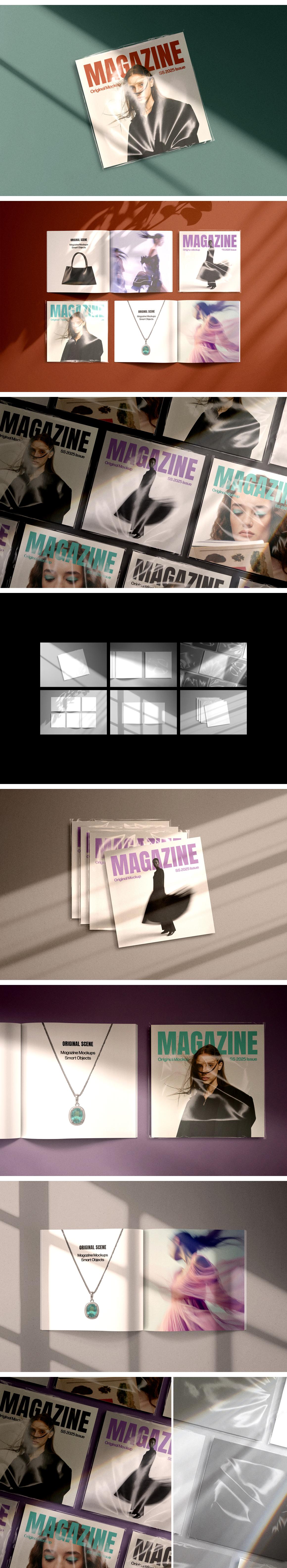 Square Magazine Mockups Set