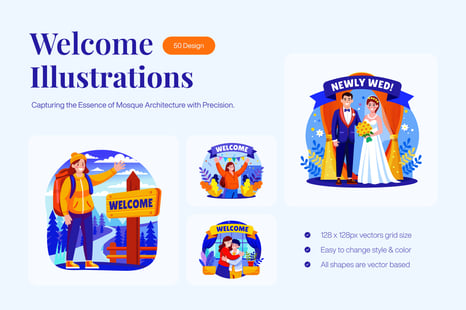 Welcome Illustration Art Set - Creative Store