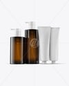 Amber Bottles with Tubes Mockup