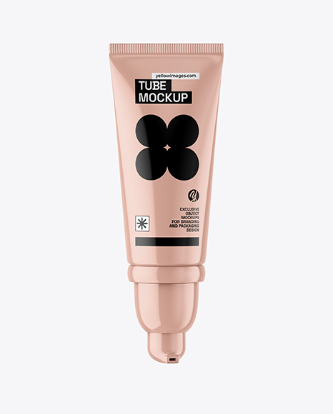 Glossy Cosmetic Tube with Box Mockup