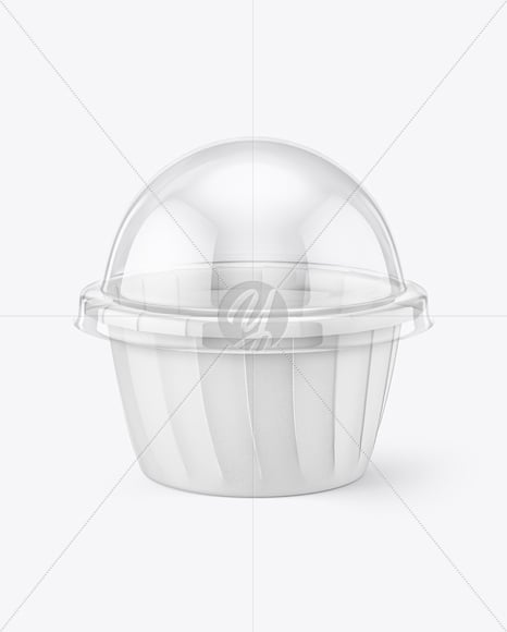 Paper Cup with Clear Plastic Dome Cap Mockup