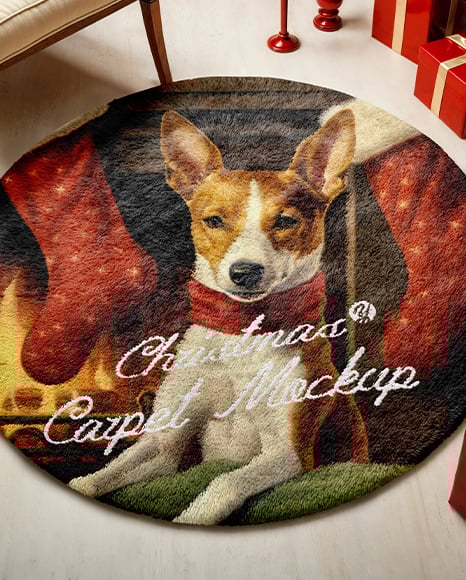 Carpet Near the Christmas Tree Mockup