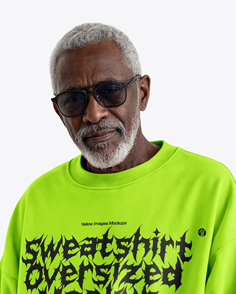 Elderly Black Man Wearing Sweatshirt and Pants Mockup
