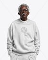 Older Black Man Wearing Sweatshirt and Pants Mockup