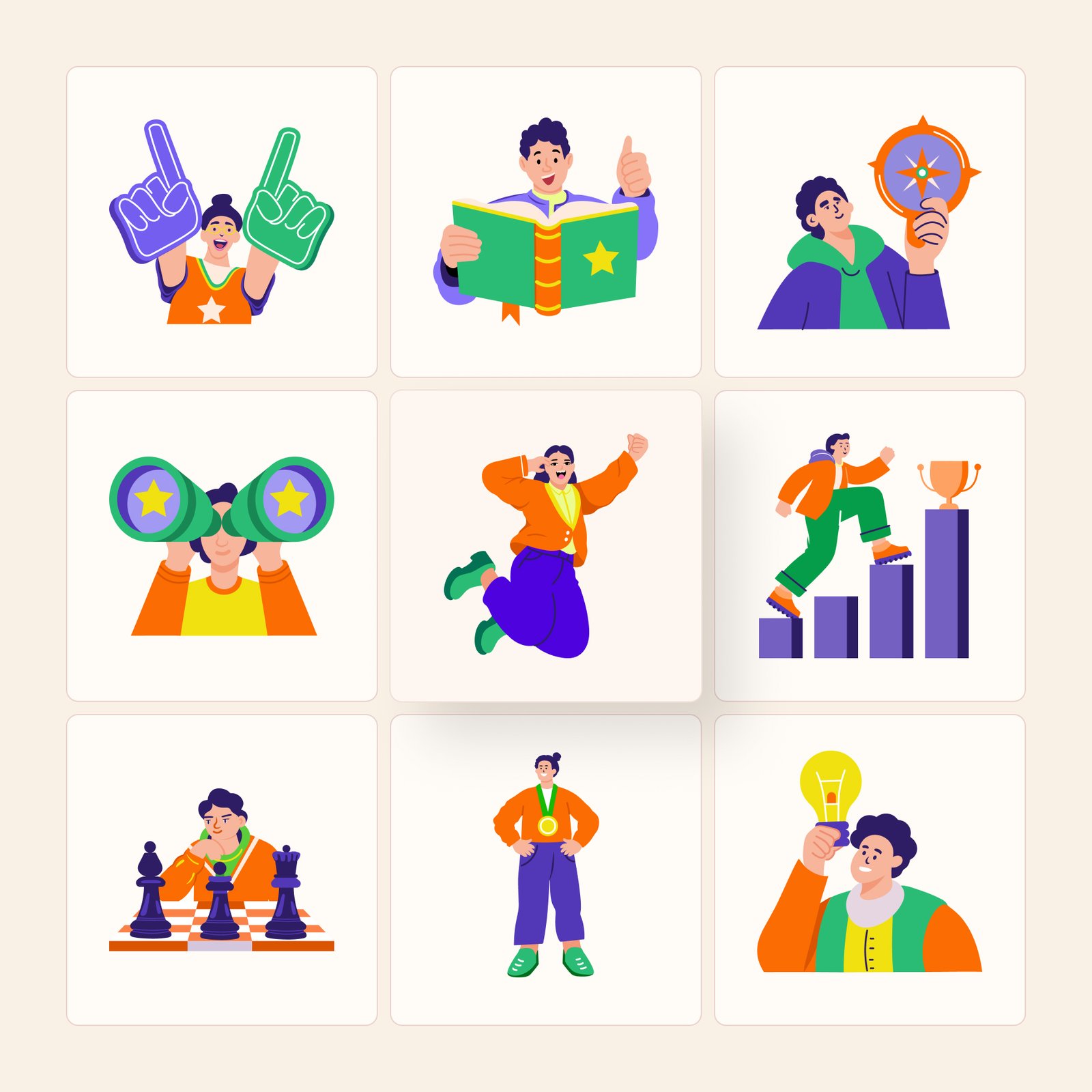 Success Illustration Art Set