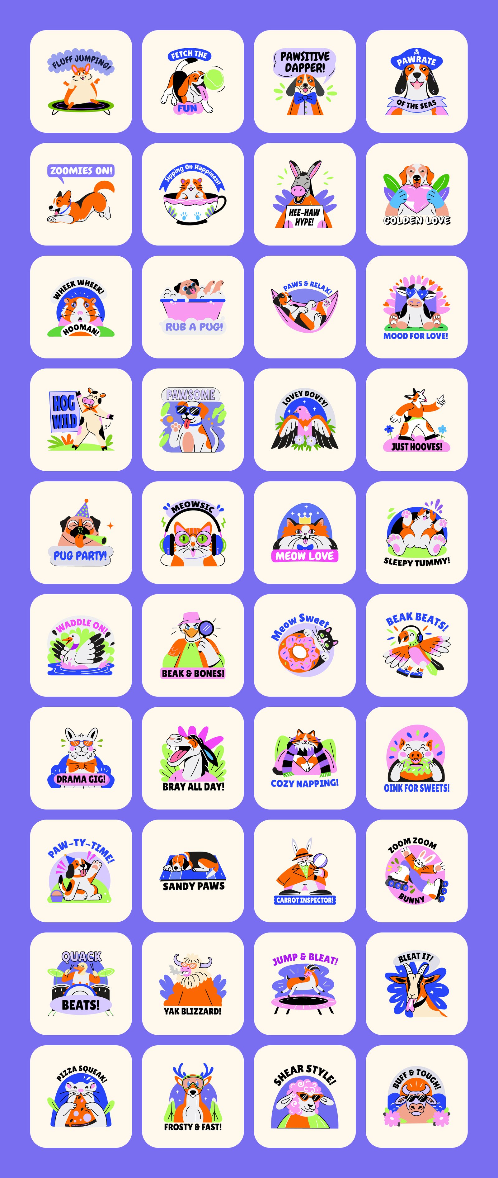Pet and Animal Stickers Set