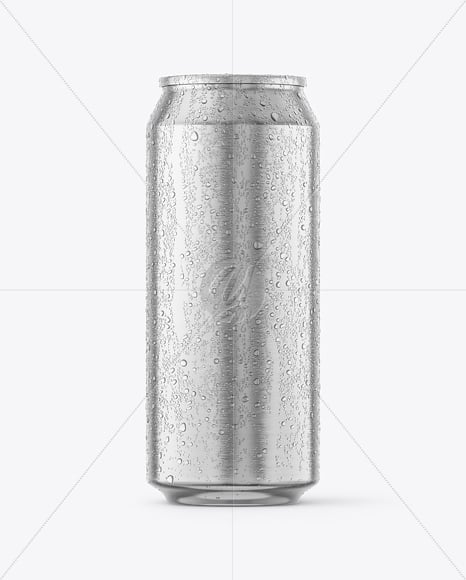 500ml Aluminium Can with Drops Mockup