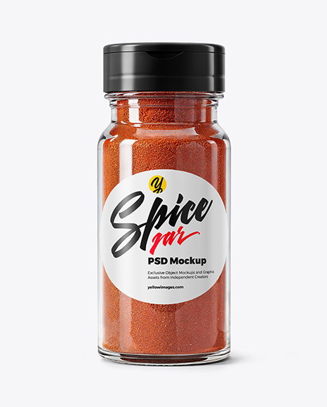 Spice Glass Jar with Sweet Paprika Mockup - Realistic mockups