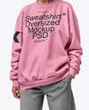 Smiling Elderly Woman Wearing Oversize Sweatshirt & Sweatpants Mockup