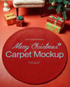 Round Carpet Next to Christmas Tree Mockup