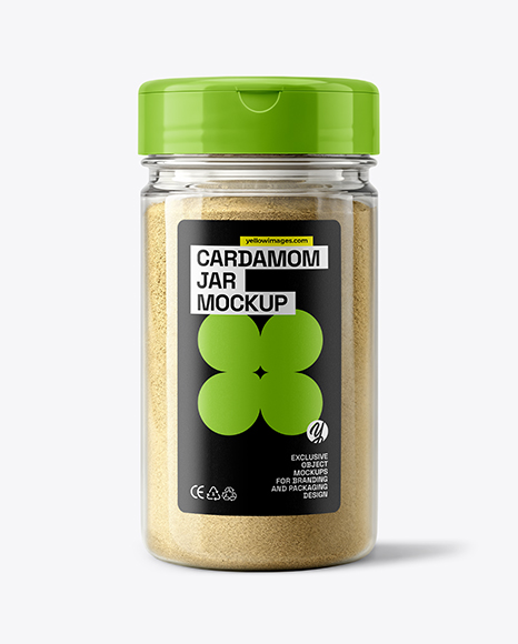 Plastic Jar with Ground Cardamom Mockup - Realistic mockups