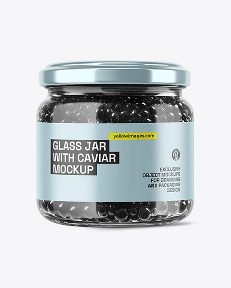 Glass Jar with Black Caviar Mockup - Pint glass mockup