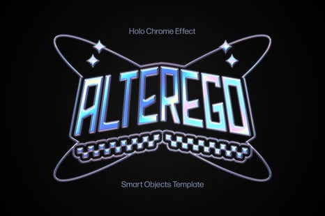 Holographic Chrome Text & Logo Effect - Chrome effect