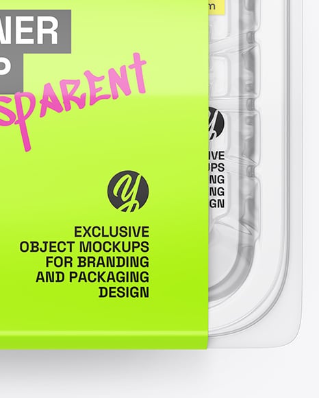 Clear Plastic Food Container in Paper Sleeve Mockup