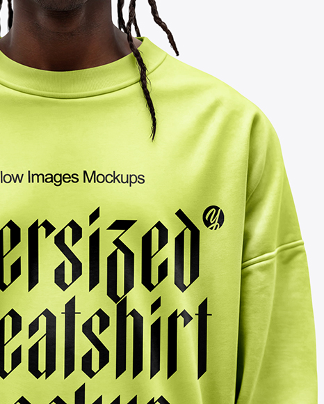 Black Man Wearing an Oversize Sweatshirt and Jeans Mockup