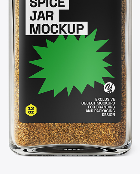 Square Glass Jar with Ground Cumin Mockup
