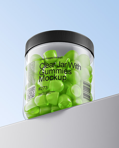 Plastic Jar with Gummies Mockup