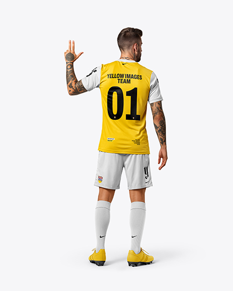 Soccer Player Wearing Jersey and Shorts Mockup - Mens+Short+Sleeve+Soccer+Jersey+Mockup+Back+View+(PSD+...
