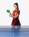 Asian Woman Wearing Table Tennis Uniform Mockup