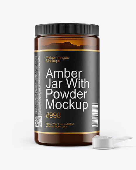 Amber Jar With Powder Mockup