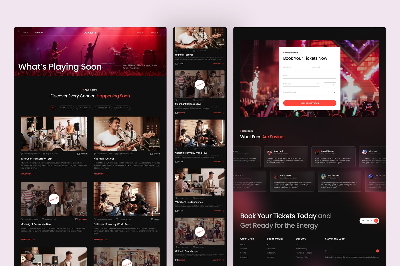 Quickets – Concert Ticketing Website UI Figma Template