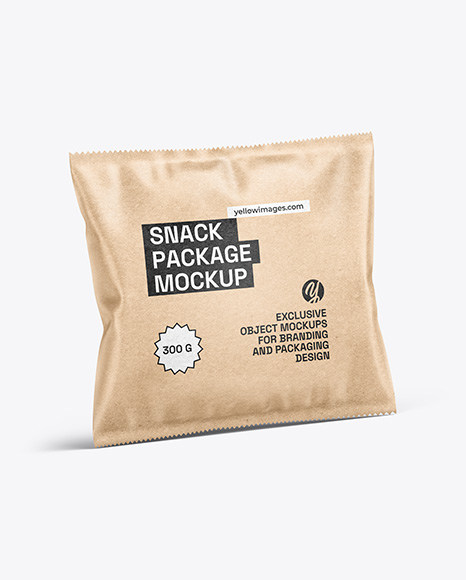 Kraft Paper Snack Package Mockup - Flow-Pack Mockups