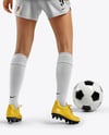 Female Soccer Player Wearing Jersey and Shorts Mockup