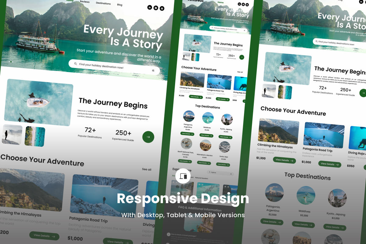 VentureGo - Ultimate Travel Landing Page for Adventure
