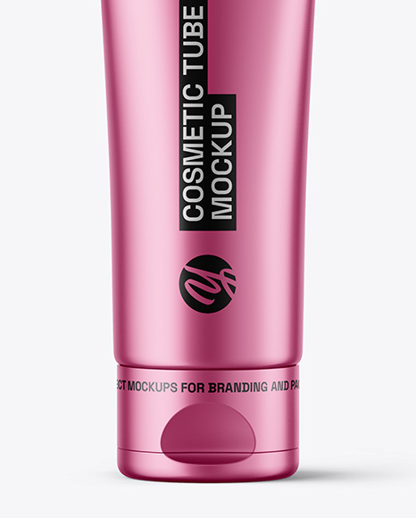 Metallic Cosmetic Tube with Box Mockup