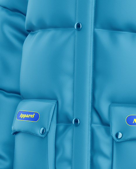 Men's Long Down Jacket Mockup - Half Side View