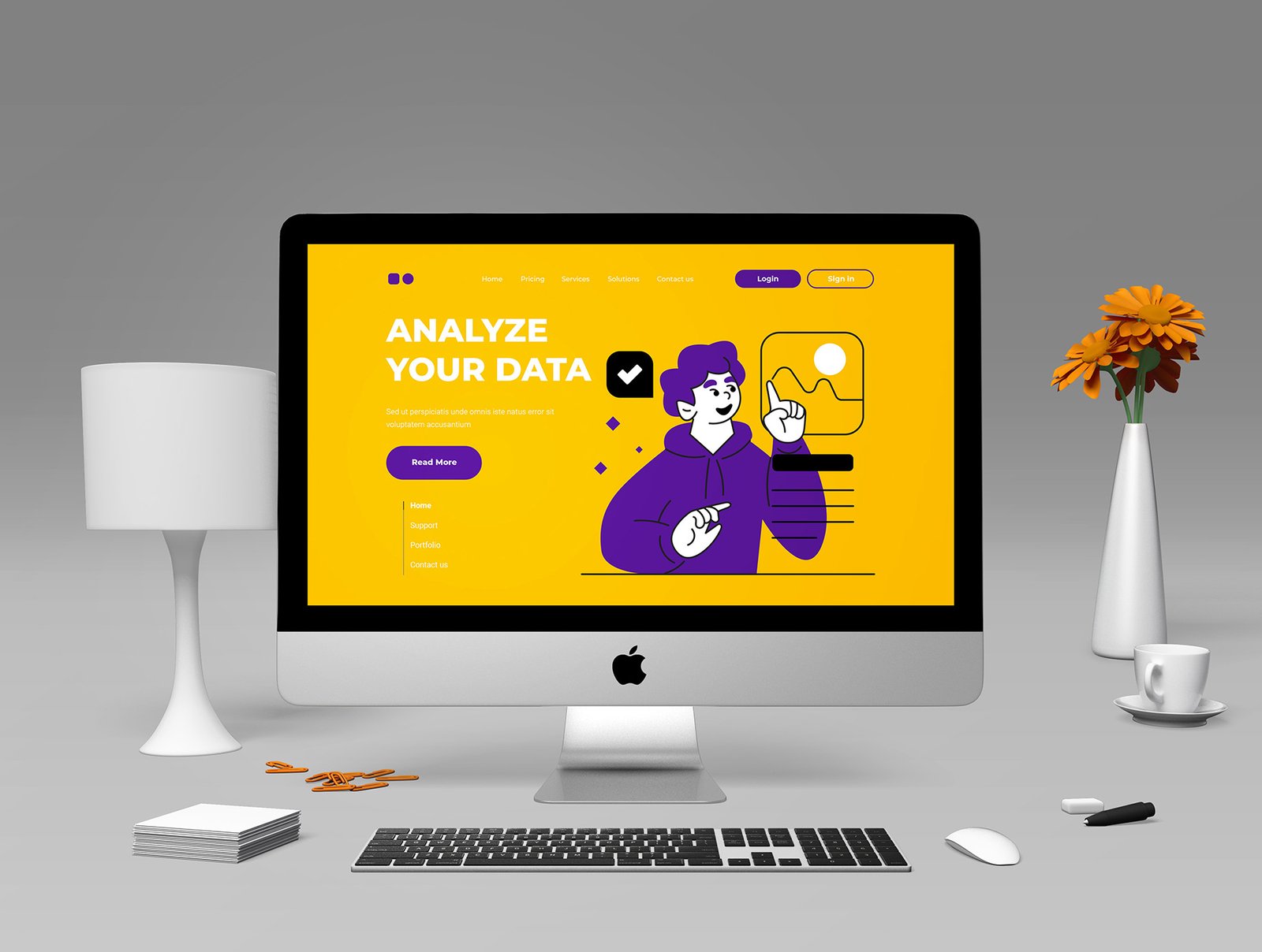 Flat Business Illustration Pack – Bold Purple &amp; Yellow