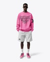 Young Black Man Wearing Oversize Sweatshirt and Shorts Mockup