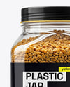 Clear Plastic Jar with Fenugreek Seeds Mockup