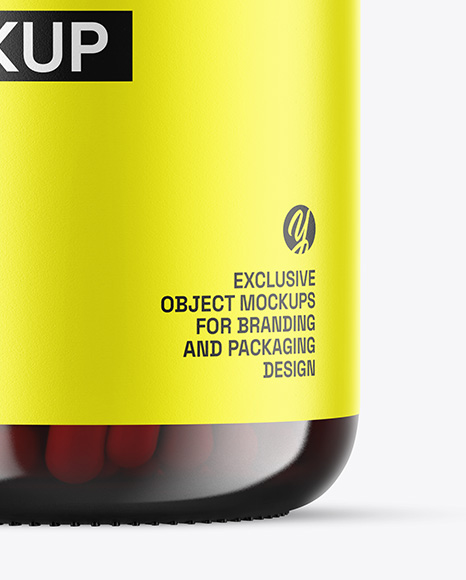Red Glass Pills Jar Mockup