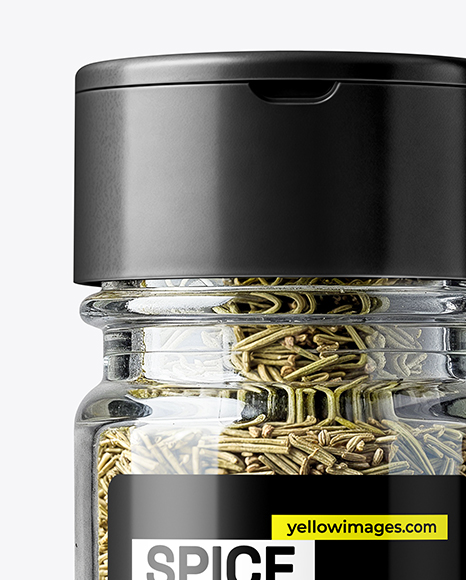 Glass Spice Jar with Rosemary Mockup