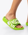 Woman Wearing Velcro Slide Sandals Mockup