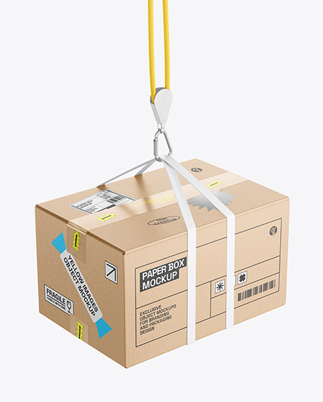 Cardboard Box with Lifting Slings Mockup - Cardboard+Square+Shipping+Box+PSD+Mockup+-+PSD+Mockups