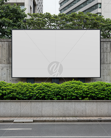 Outdoor Billboard on Concrete Wall Mockup