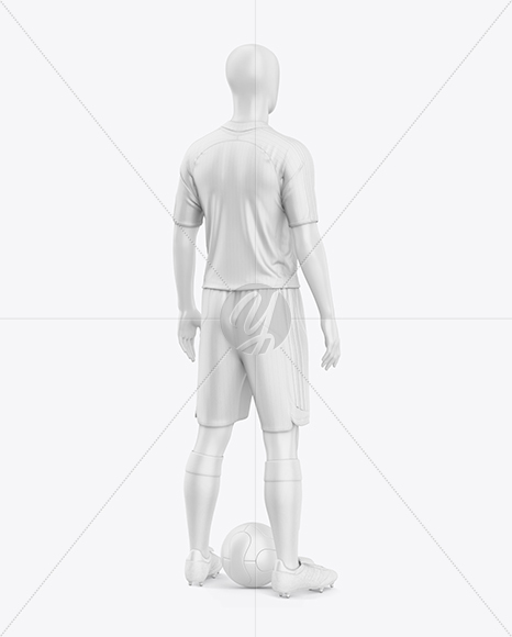Full Soccer Kit w/ Mannequin Mockup - Back Half Side View
