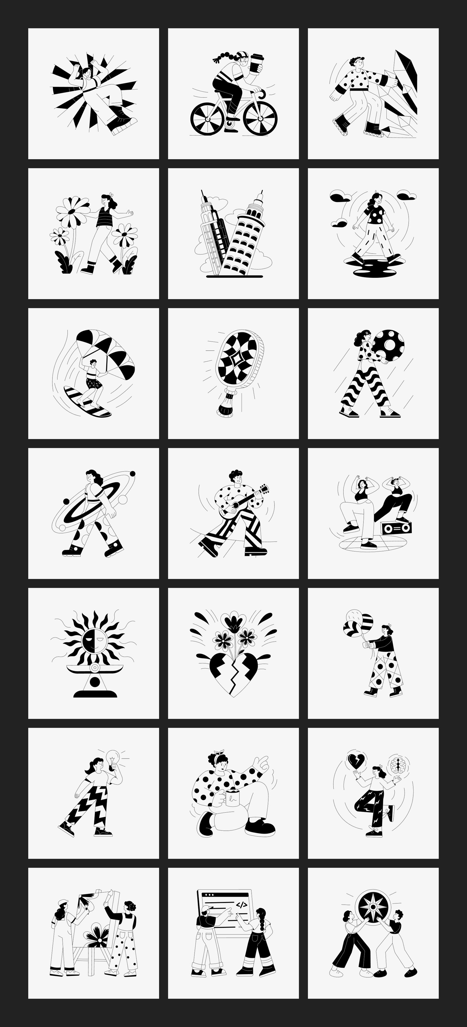 Monochrome Illustration Set