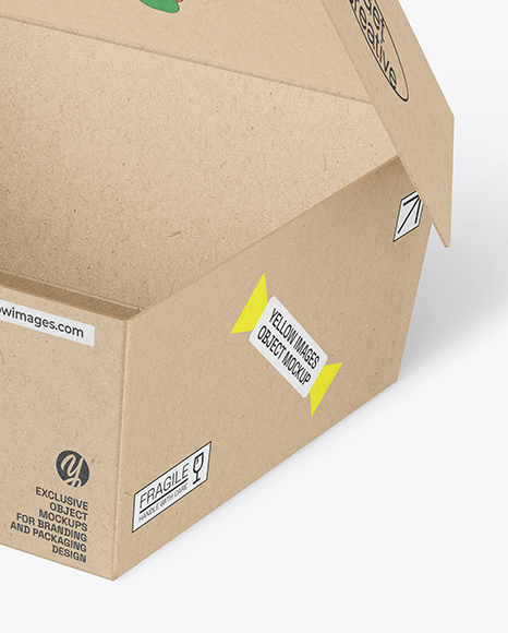 Opened Kraft Food Box Mockup