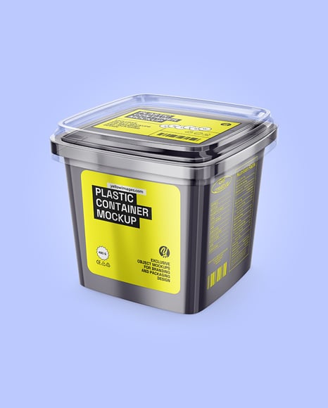 Plastic Food Container with Transparent Lid Mockup
