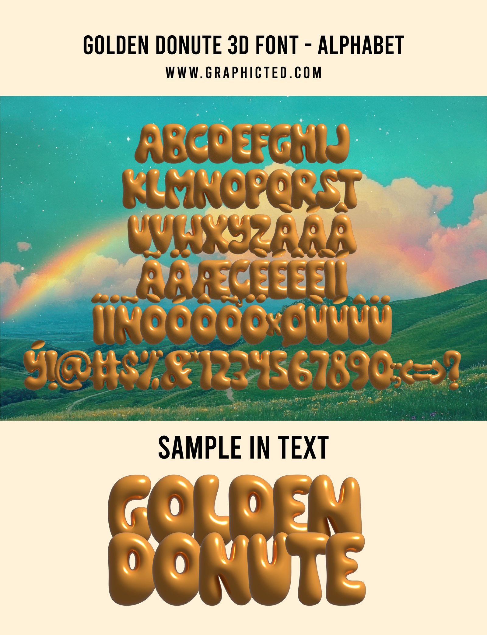 Golden Donut – 3D SVG Font