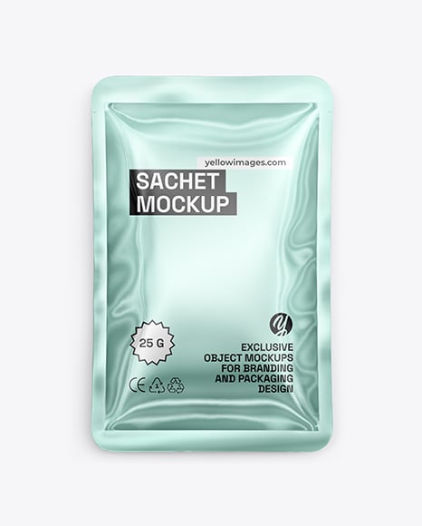 Glossy Metallic Sachet Mockup - Metal keychain mockup
