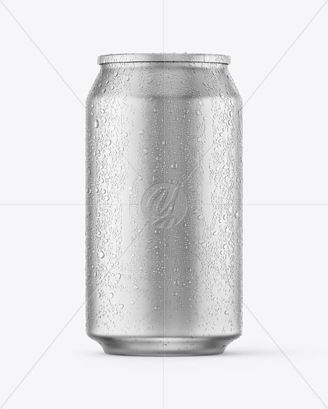 330ml Matte Metallic Drink Can with Drops Mockup