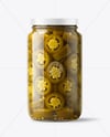 Glass Jar with Pickled Jalapenos Mockup