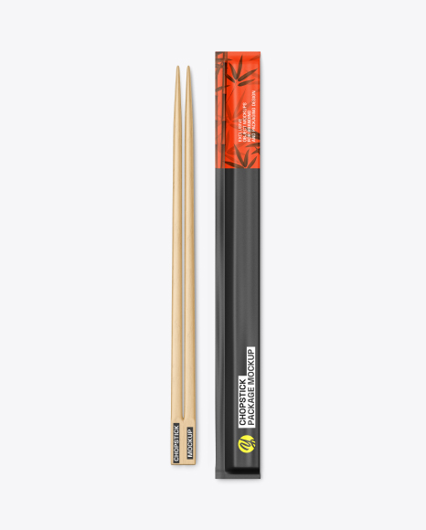 Bamboo Chopsticks with Paper Package Mockup