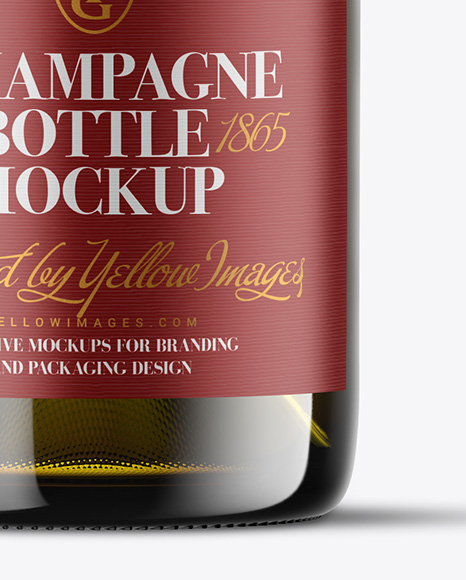 Antique Green Glass Champagne Bottle Mockup